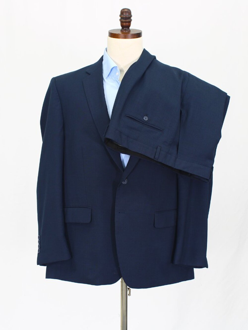 Pronto Uomo 44S 42x28 Blue Full Suit 2-Button Solid R854